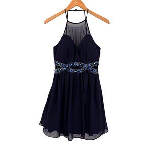 B Darlin Sweetheart Neckline Chiffon‎ Dress 3/4 Floral Embroider Sheer Cutouts